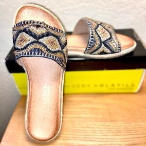 NIB- Volatile Geometric Beaded Slide Sandals